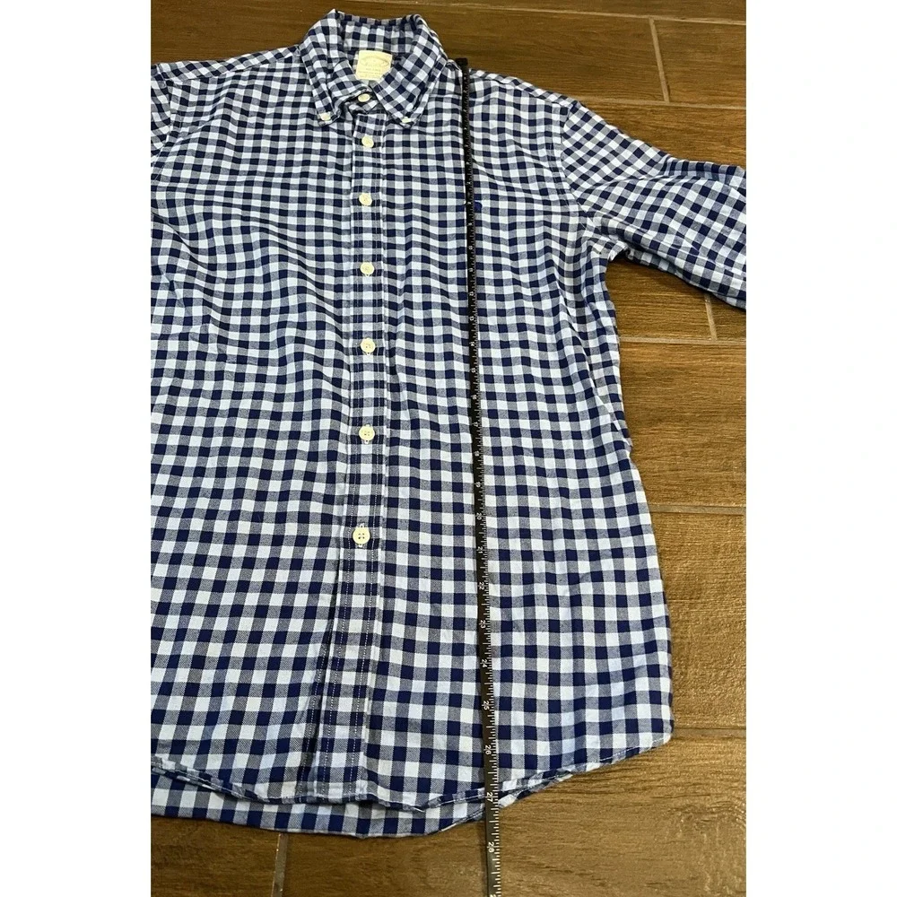 Brooks Brothers Milano Shirt Mens Small Blue Gingham Check Cotton Button Down S - Picture 2 of 6